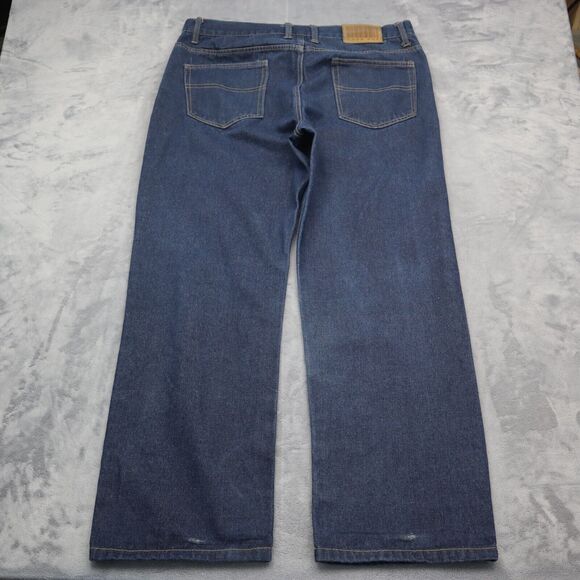 Code One Pants Mens 38 Blue Denim High Waist Flat Front Straight Leg Jeans - Picture 14 of 16